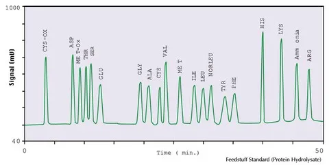 Rozdział hydrolizatu paszy - automatyczny analizator aminokwasów Rozdział hydrolizatu paszy - automatyczny analizator aminokwasów